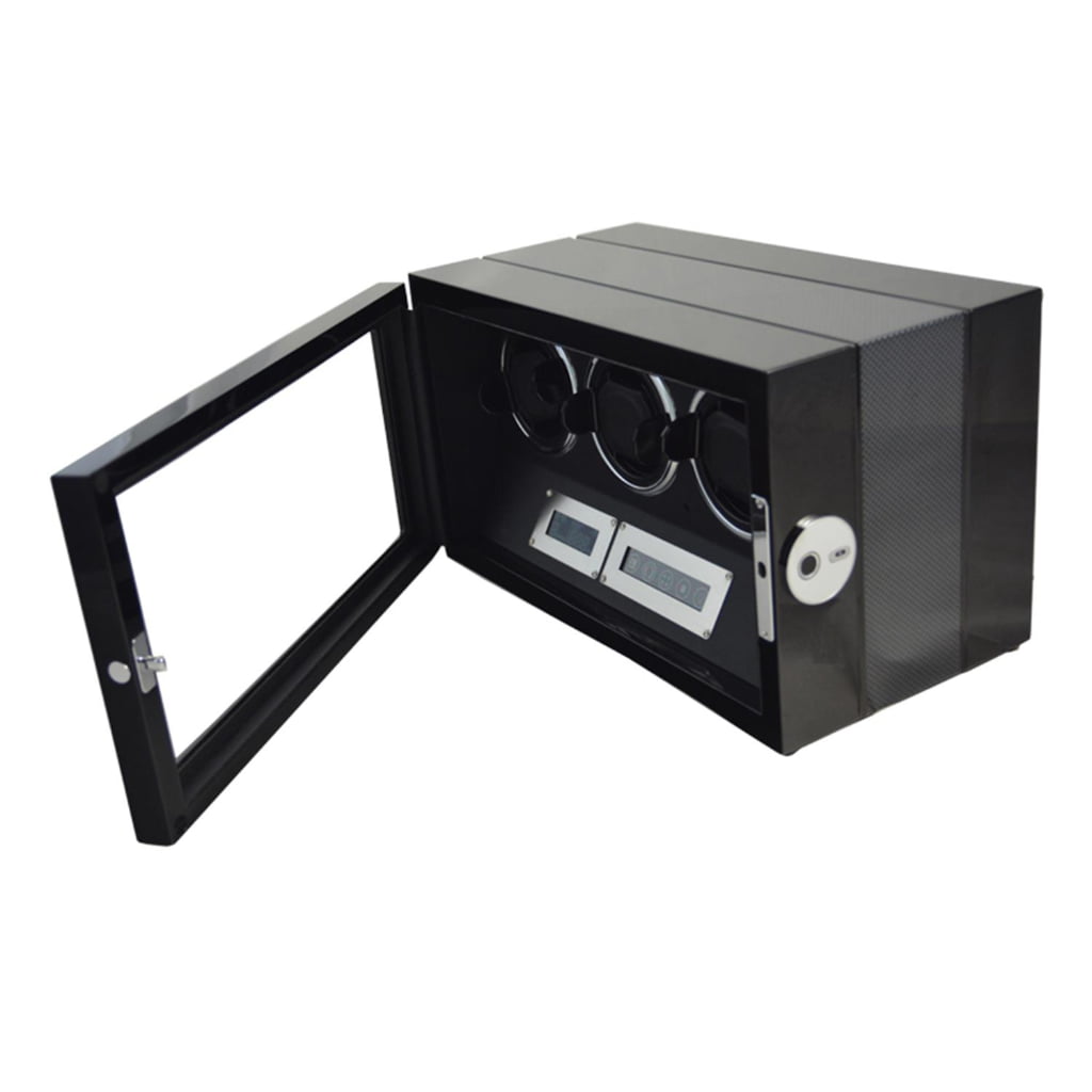 Black 3 Slots Touch Screen Watch Winder with Fingerprint Lock