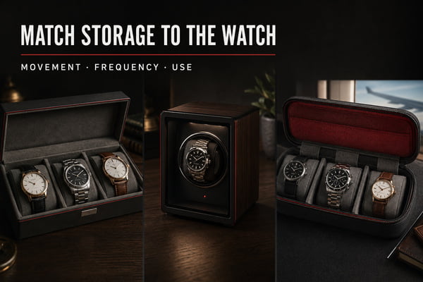 Choosing watch storage by movement wearing frequency and use