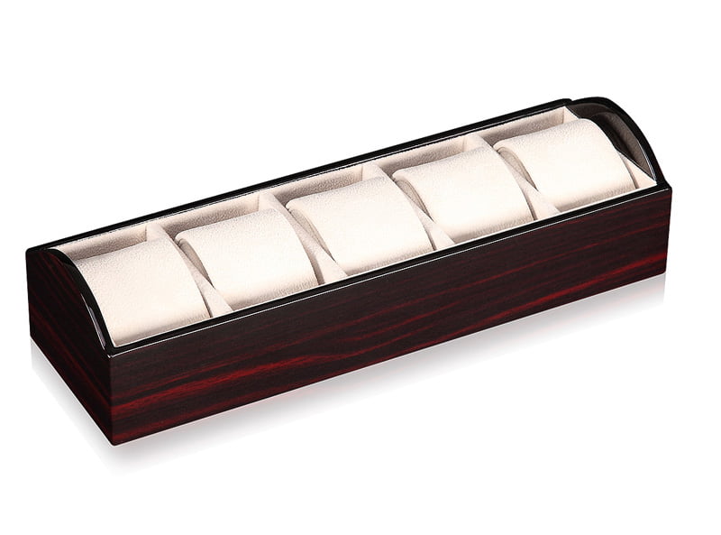Removable Tray Ebony 5 Slots Watch Case