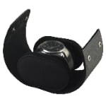 Crossed Grain Black 1 Slot Watch Roll