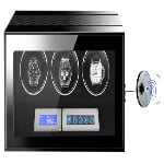 Black 3 Slots Touch Screen Watch Winder with Fingerprint Lock