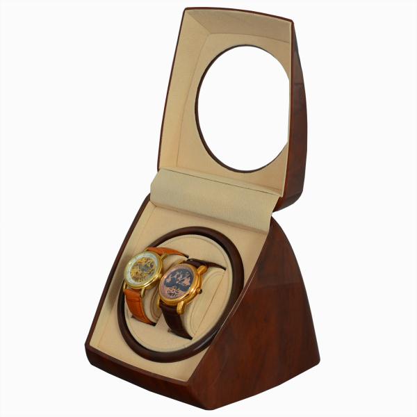 Luxury Double Watch Winder with Key Lock and 4 Rotation Modes