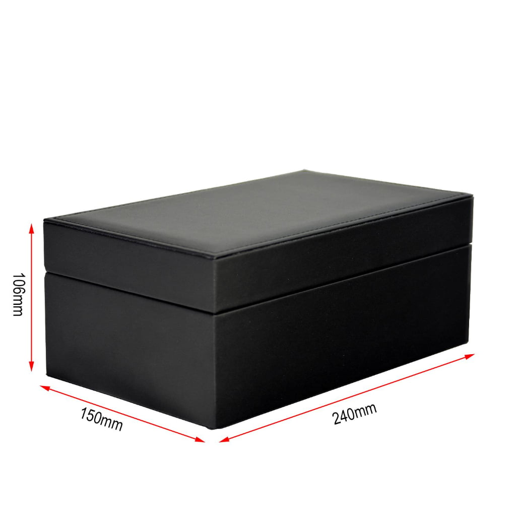 Black PU Leather Two Layers Jewelry Box
