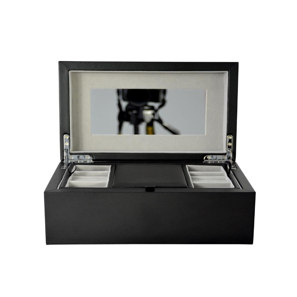 Black PU Leather Two Layers Jewelry Box