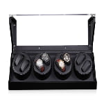 Black Quad Watch Winder 8+0 with Transparent Window