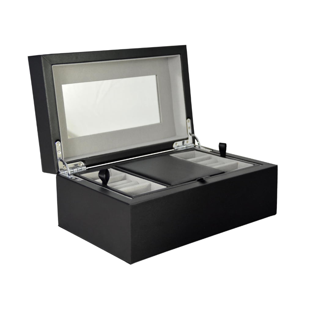 Black PU Leather Two Layers Jewelry Box