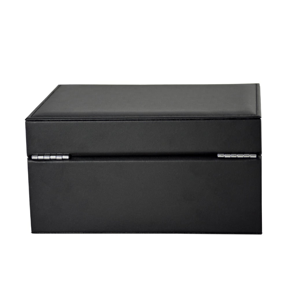 Black PU Leather Two Layers Jewelry Box