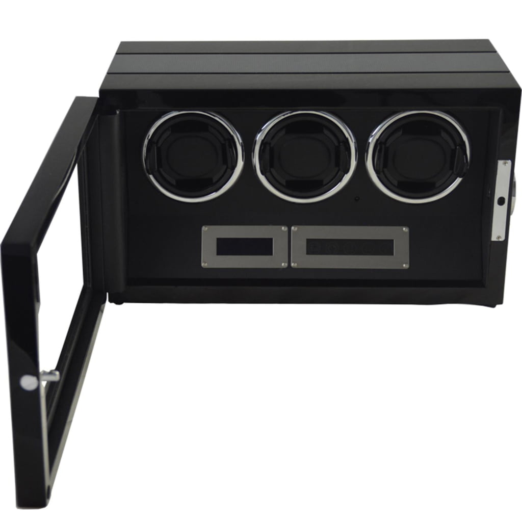 Black 3 Slots Touch Screen Watch Winder with Fingerprint Lock