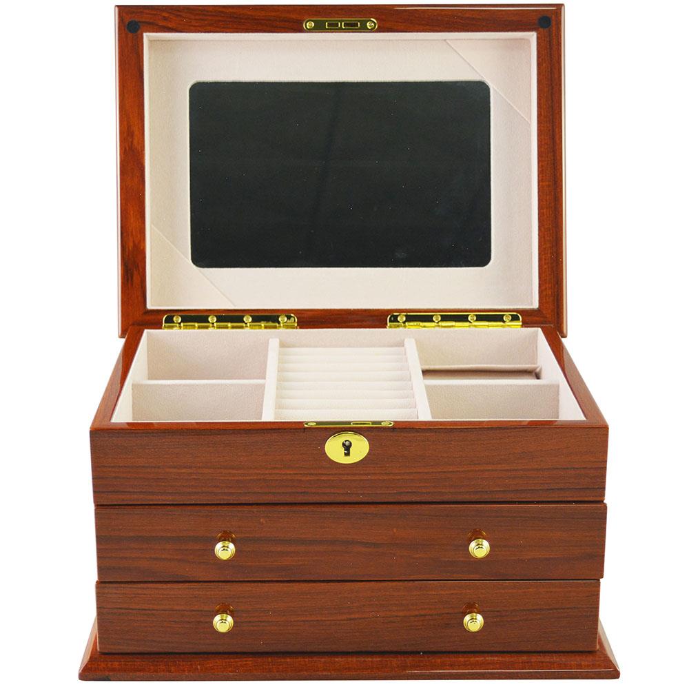 Teakwood Finish MDF Wood Jewelry Organizer