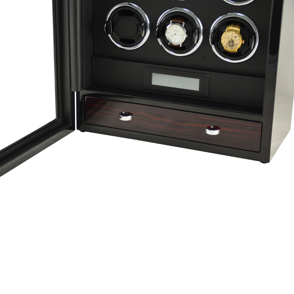 Black 12 Slots Touch Screen Watch Winder with LED Light and Fingerprint Lock