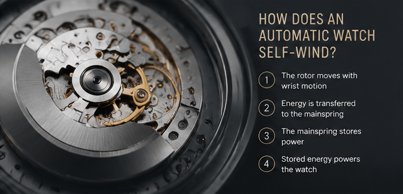 How an automatic watch rotor and mainspring work inside a watch movement