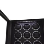 Black 12 Slots Touch Screen Watch Winder with LED Light and Fingerprint Lock