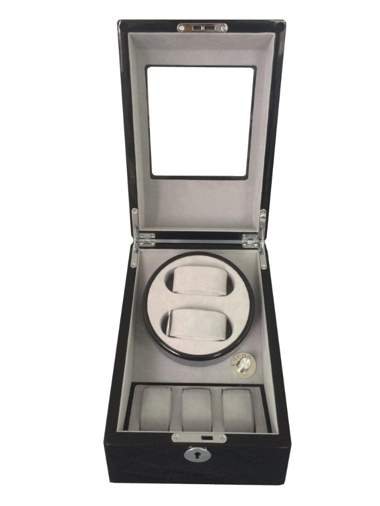 Single Watch Winder with 2 Winding Positions and 3 Storage Slots