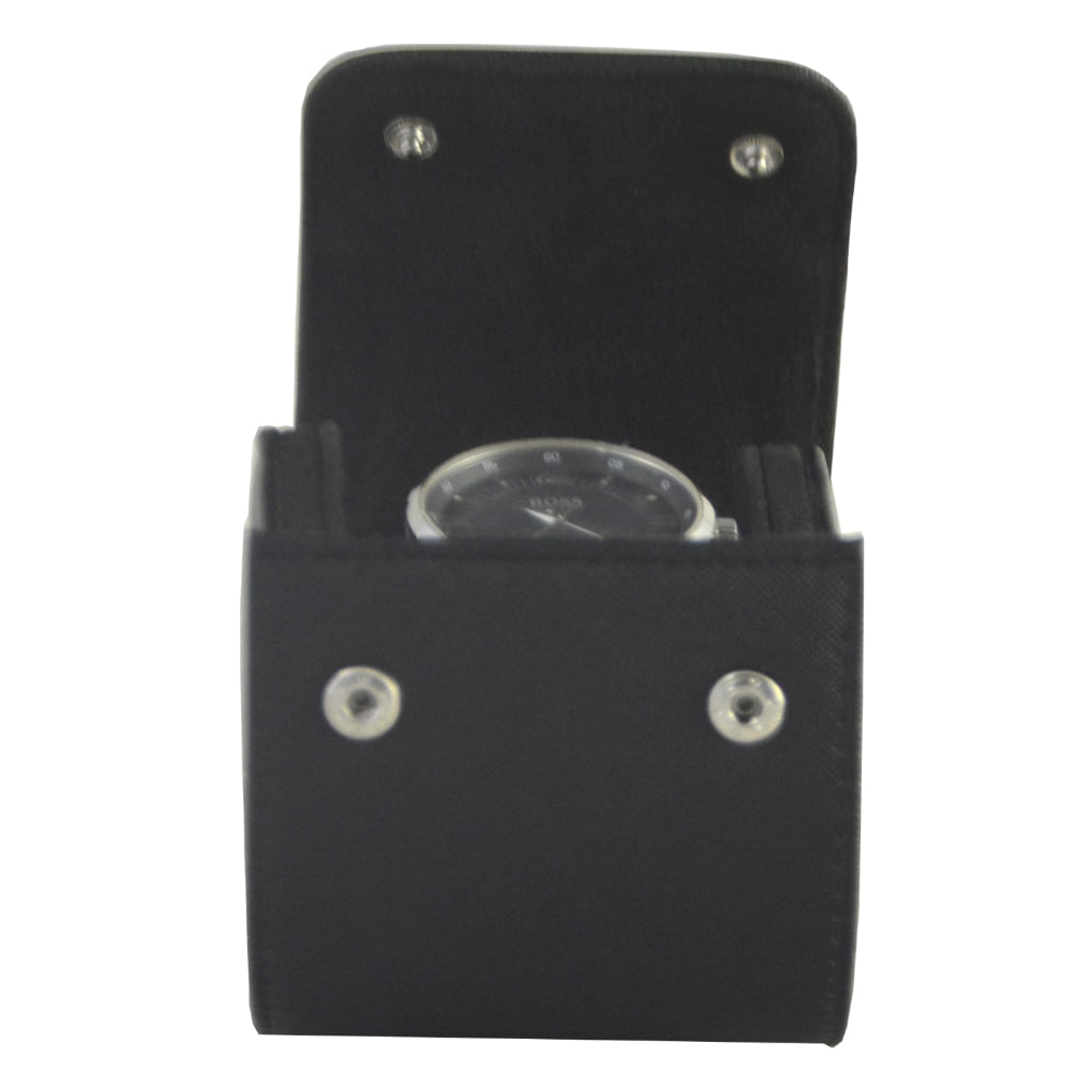 Crossed Grain Black 1 Slot Watch Roll