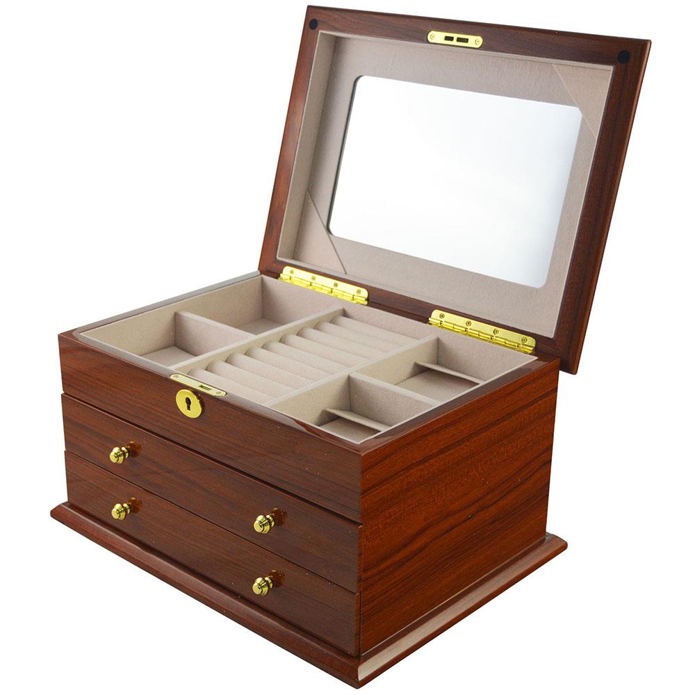 Teakwood Finish MDF Wood Jewelry Organizer