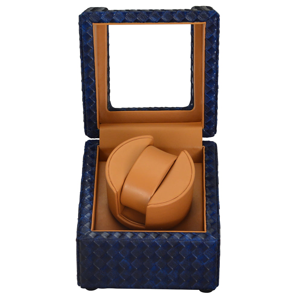 Single Watch Winder with Woven PU Leather Finish