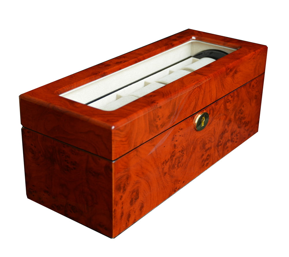 Camphor Wood Grain 5 Watch Case with Secret Cabinet