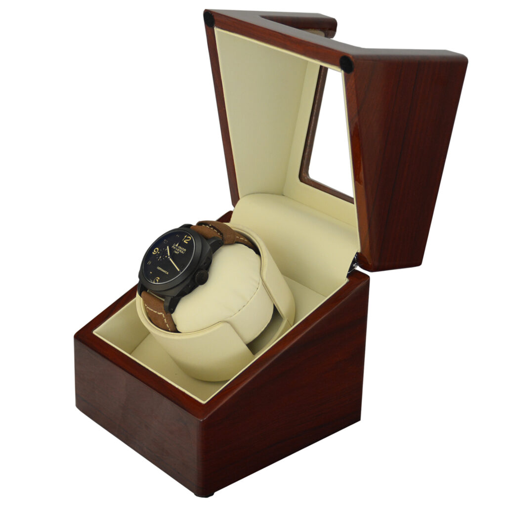 Single mahogany with beige 1+0 watch winder GC03-S104AW
