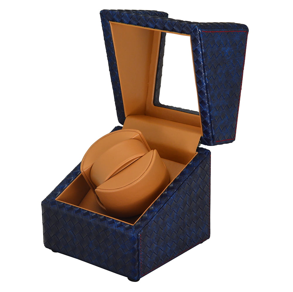 Single Watch Winder with Woven PU Leather Finish