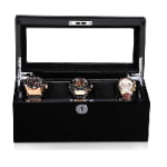 Removable Tray Black 5 Slots Watch Case