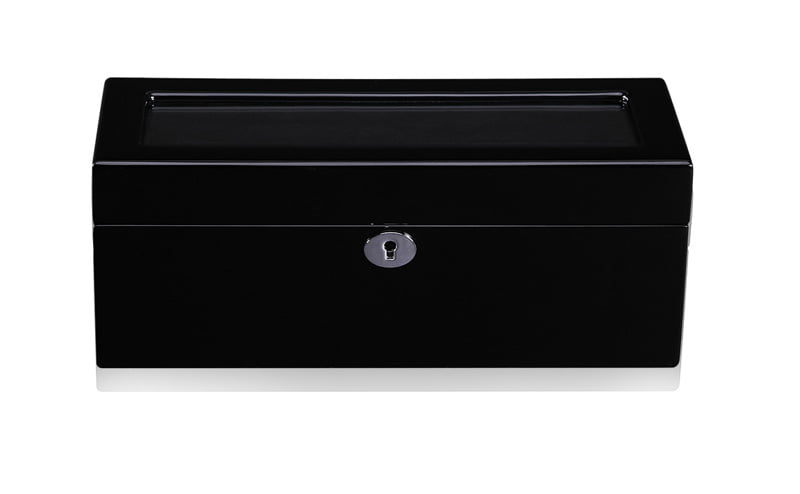 Black High Gloss 5 Watch Case with Secret Cabinet