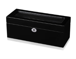 Removable Tray Black 5 Slots Watch Case