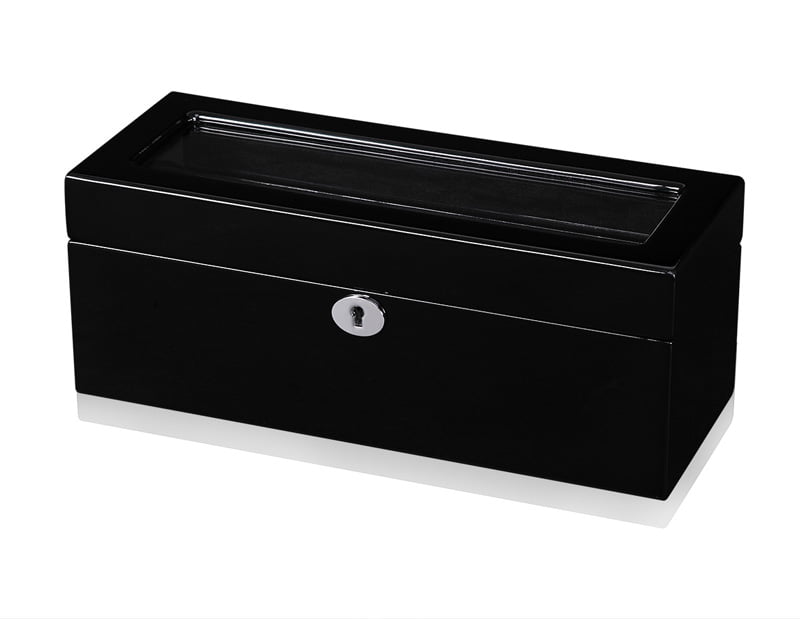 Removable Tray Black 5 Slots Watch Case