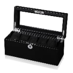Removable Tray Black 5 Slots Watch Case