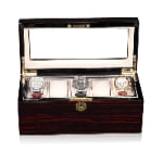 Removable Tray Ebony 5 Slots Watch Case