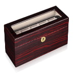 Ebony Wood Grain 5 Watch Case with Secret Cabinet
