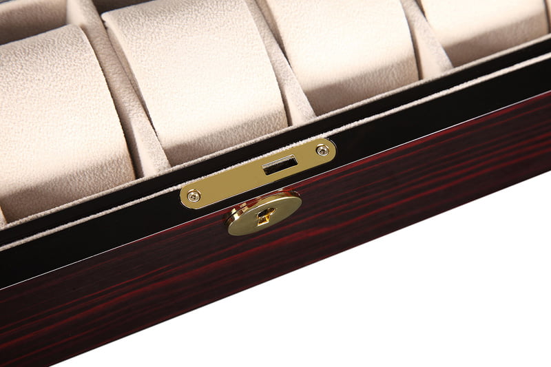 Ebony Wood Grain 5 Watch Case with Secret Cabinet