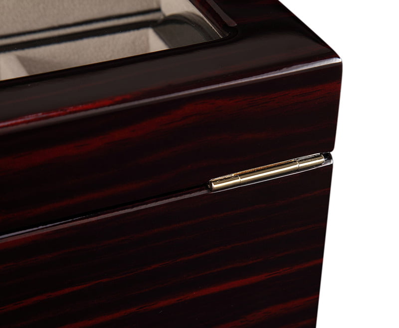Ebony Wood Grain 5 Watch Case with Secret Cabinet