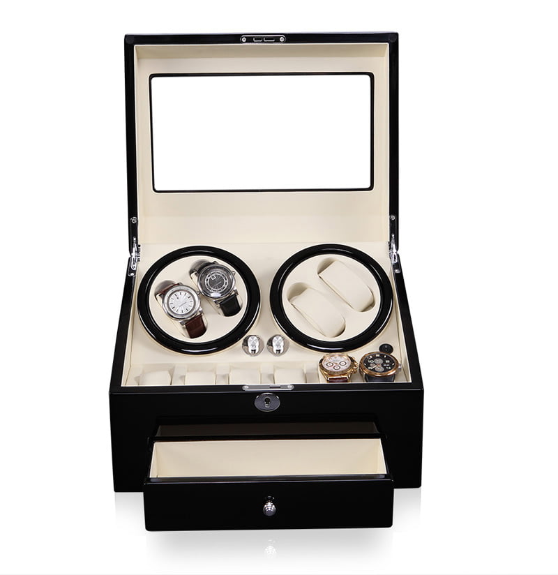 4 Watch Winder with 6 Storage Slots and Door Sensor
