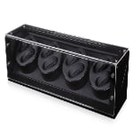 Black Quad Watch Winder 8+0 with Transparent Window