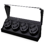 Black Quad Watch Winder 8+0 with Transparent Window