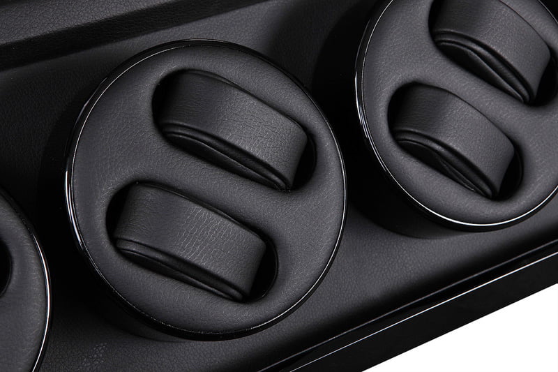 Black Quad Watch Winder 8+0 with Transparent Window