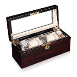Ebony Wood Grain 5 Watch Case with Secret Cabinet