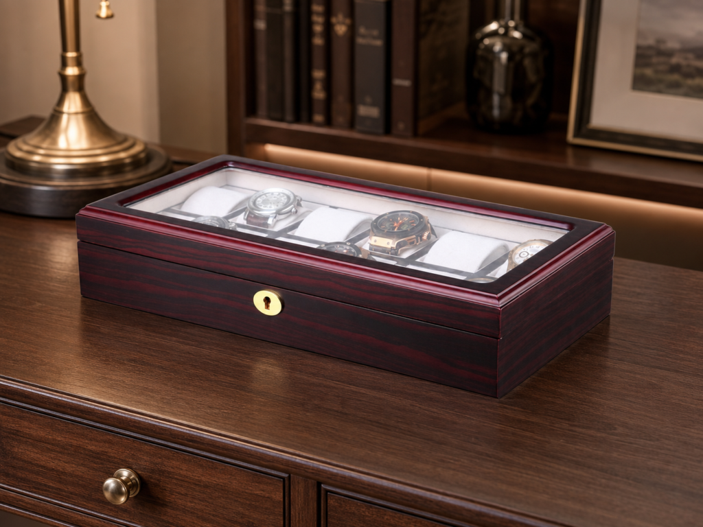 12-Slot Wood-Grain Watch Case GC02-TZ-12W