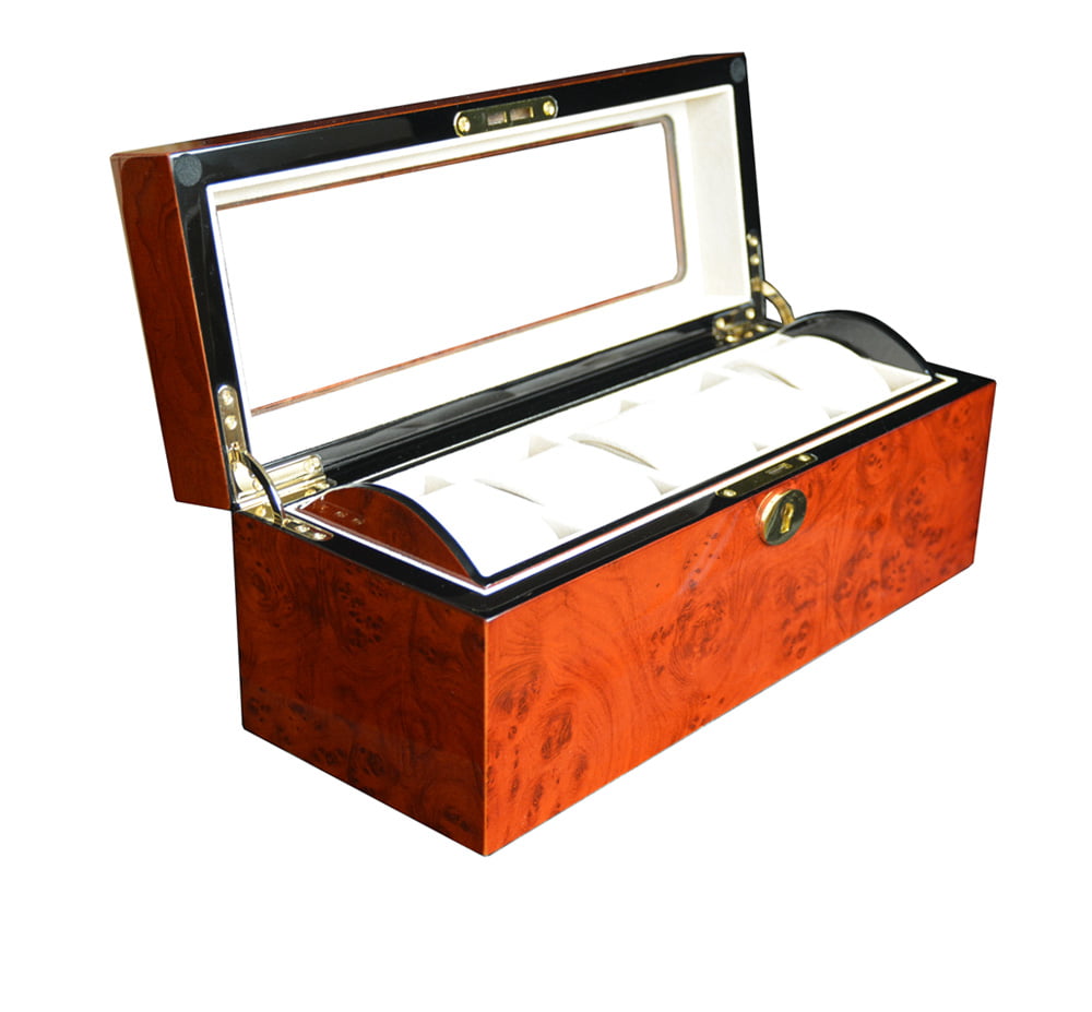 Removable Tray Camphor 5 Slots Watch Case