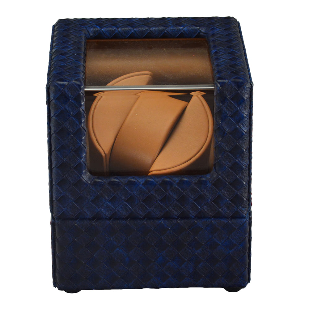 Single Watch Winder with Woven PU Leather Finish