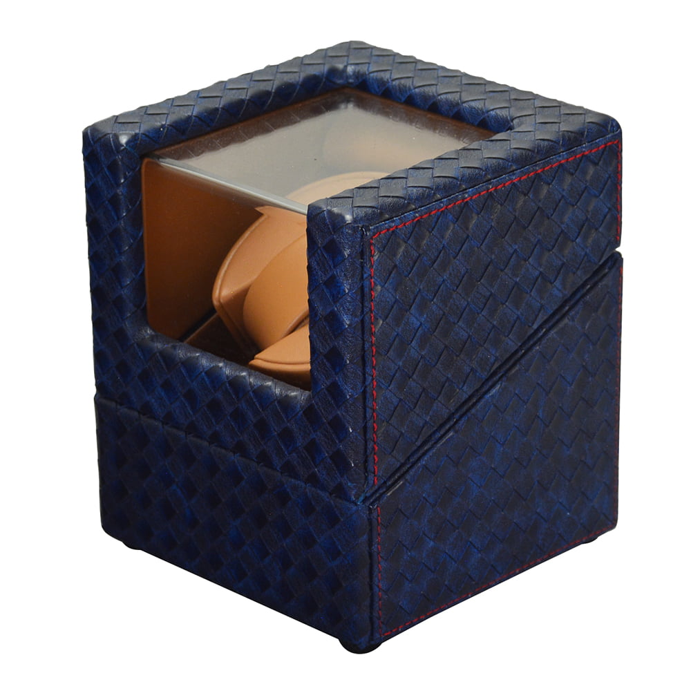 Single Watch Winder with Woven PU Leather Finish