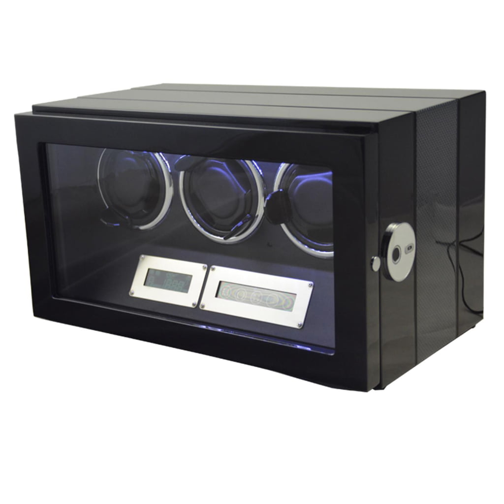 Black 3 Slots Touch Screen Watch Winder with Fingerprint Lock