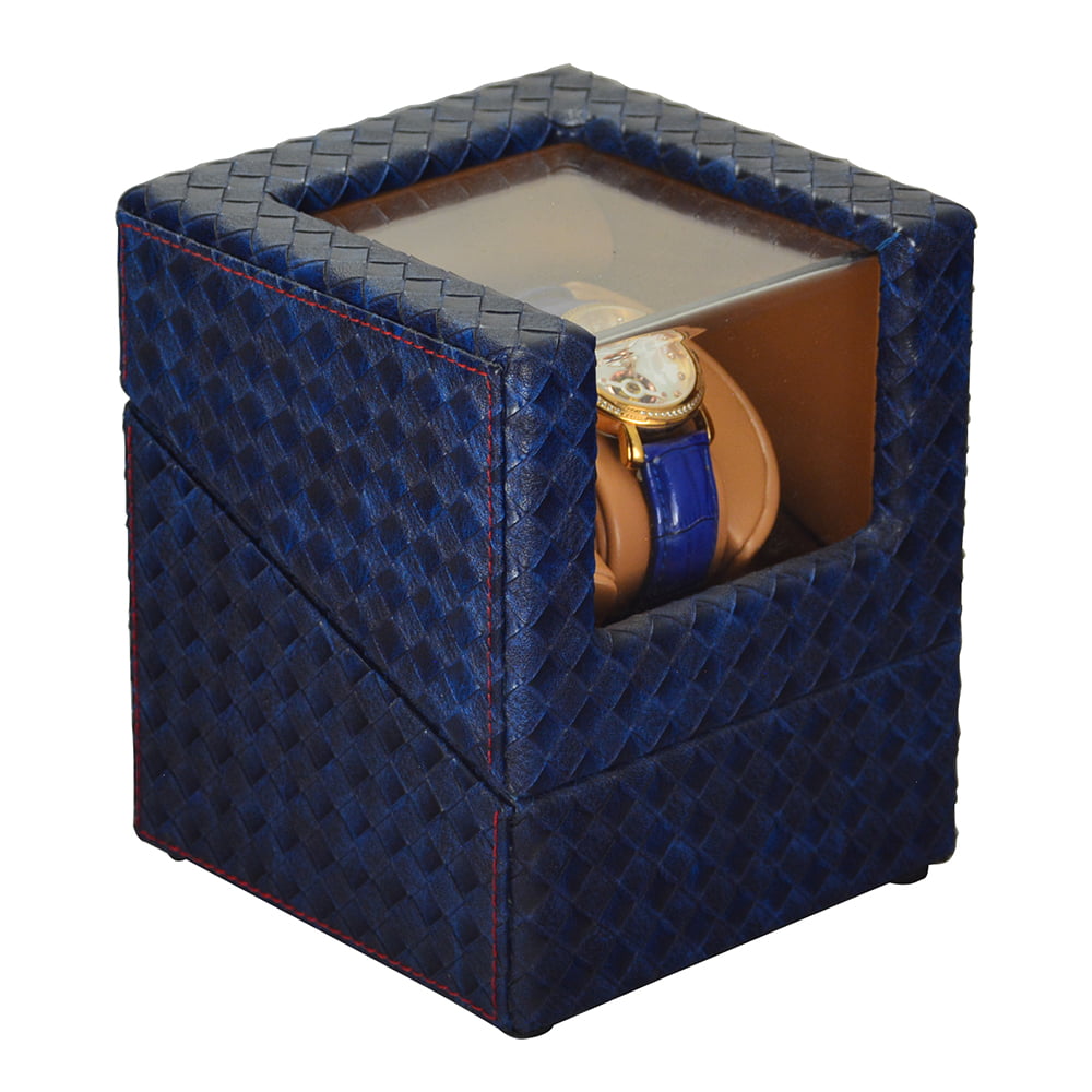 Single Watch Winder with Woven PU Leather Finish