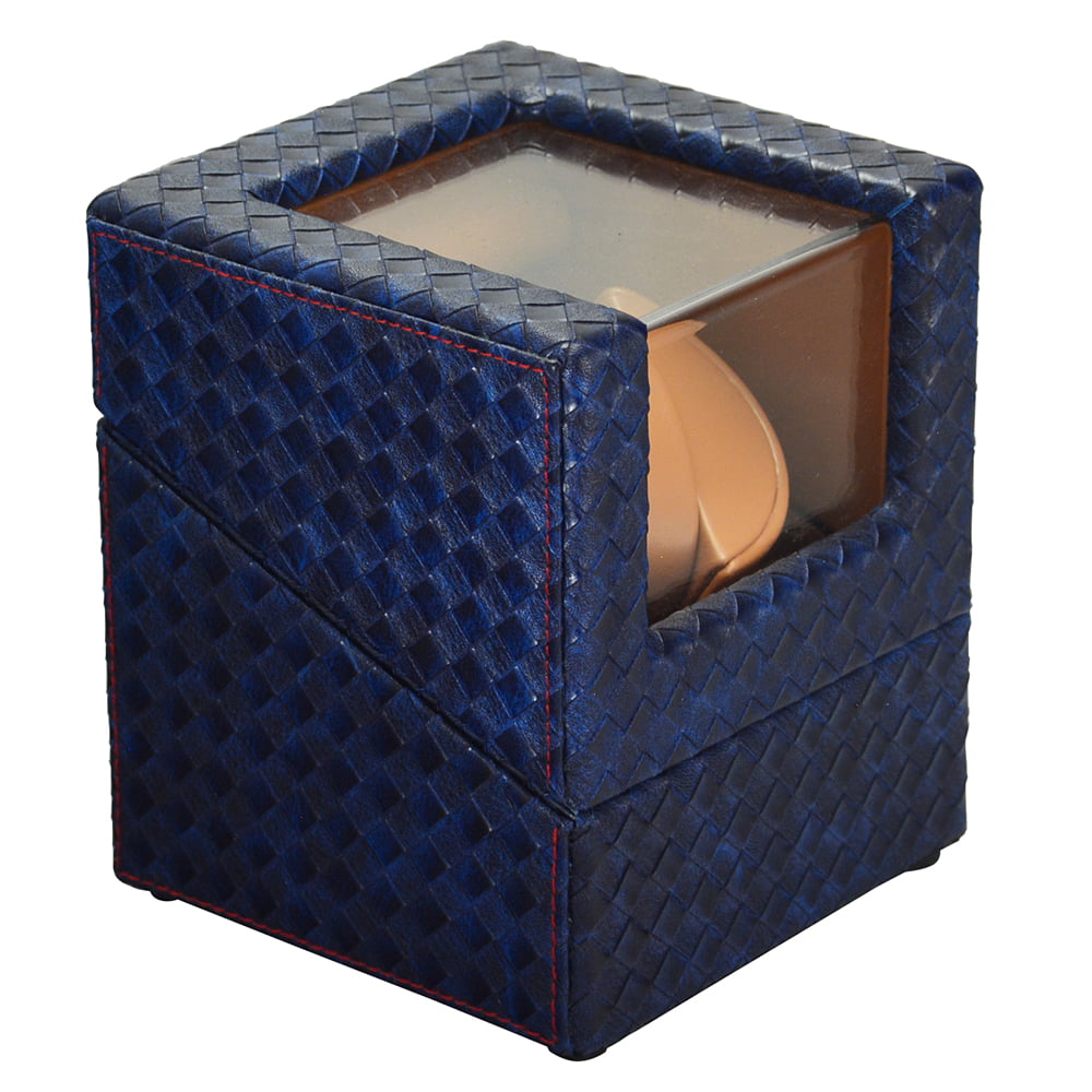 Single Watch Winder with Woven PU Leather Finish