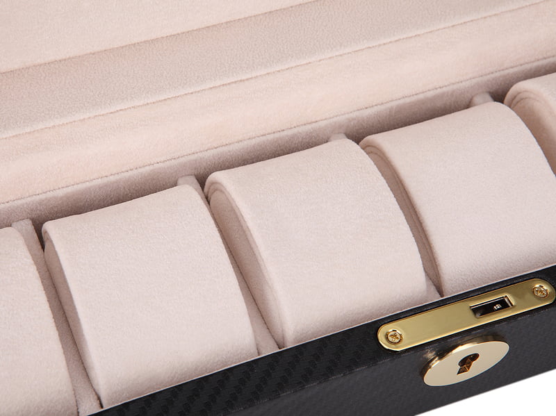 Carbon Fiber 6 Slots Watch Case with Velvet Interior