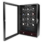 Black 12 Slots Touch Screen Watch Winder with LED Light and Fingerprint Lock