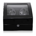 High Glossy Black 4-Watch Winder with 6-Watch Storage with Door Sensor