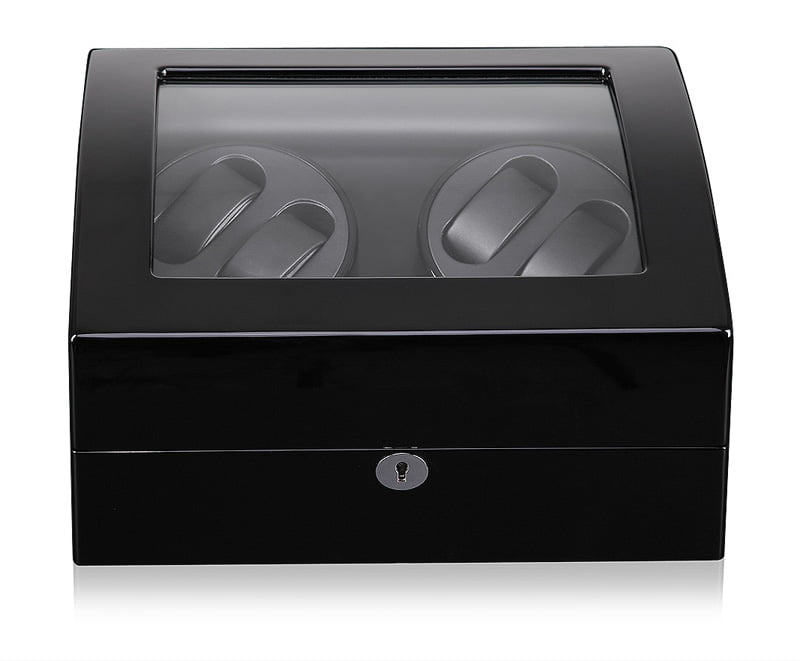 High Glossy Black 4-Watch Winder with 6-Watch Storage with Door Sensor
