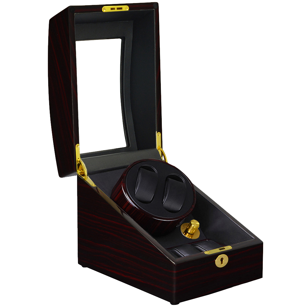High Glossy Ebony 2-Watch Winder with 3-Watch Storage