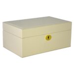 Yellow PU Leather Jewelry Organizer Box with Secret Cabinet